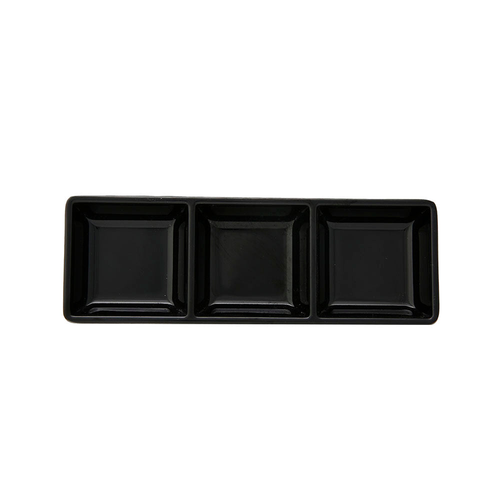 Salsera 3 Compartimentos 21 X 7 cm De Melamina Negra | Negra